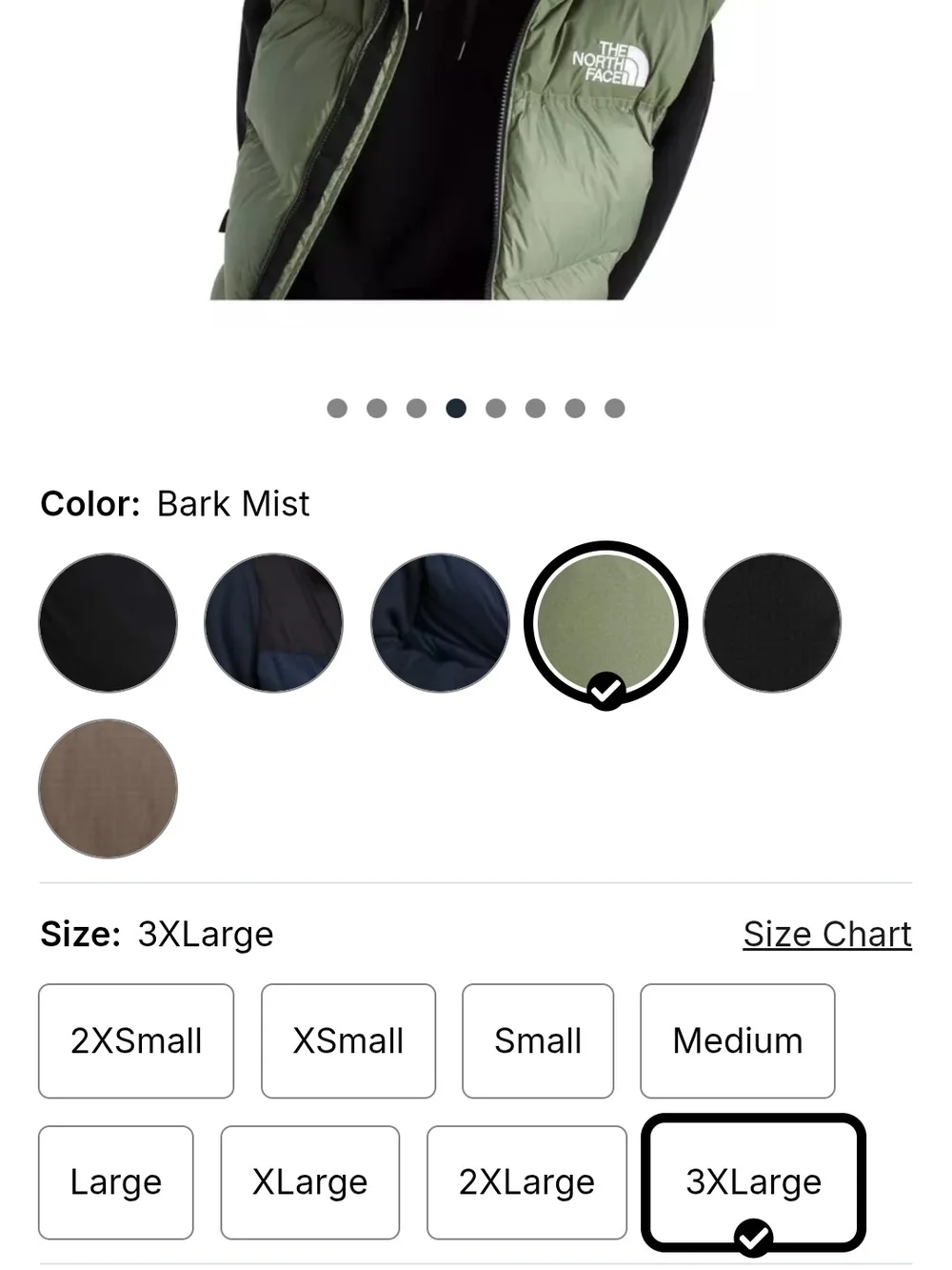 The North Face Bark Mist Green Quilted Down Vest